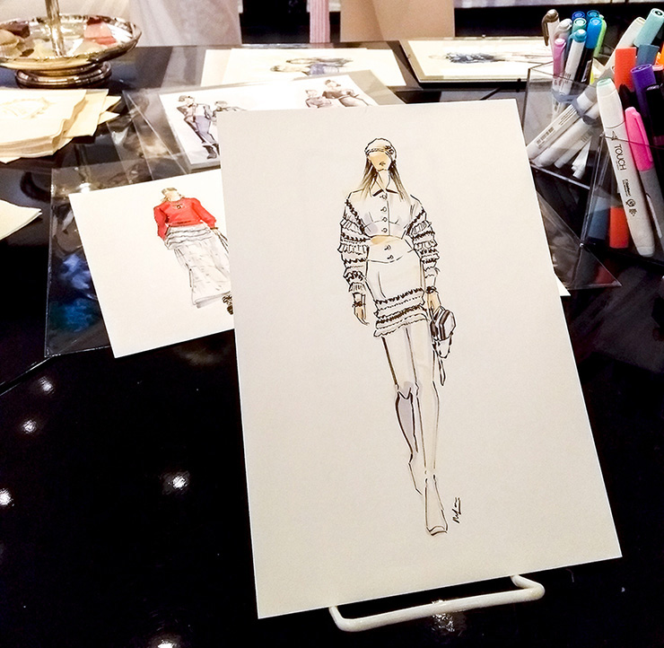 Live sketch event for Chanel at Saks Fifth Avenue opening in Houston  Galleria — Fashion and Beauty Illustrator Rongrong DeVoe